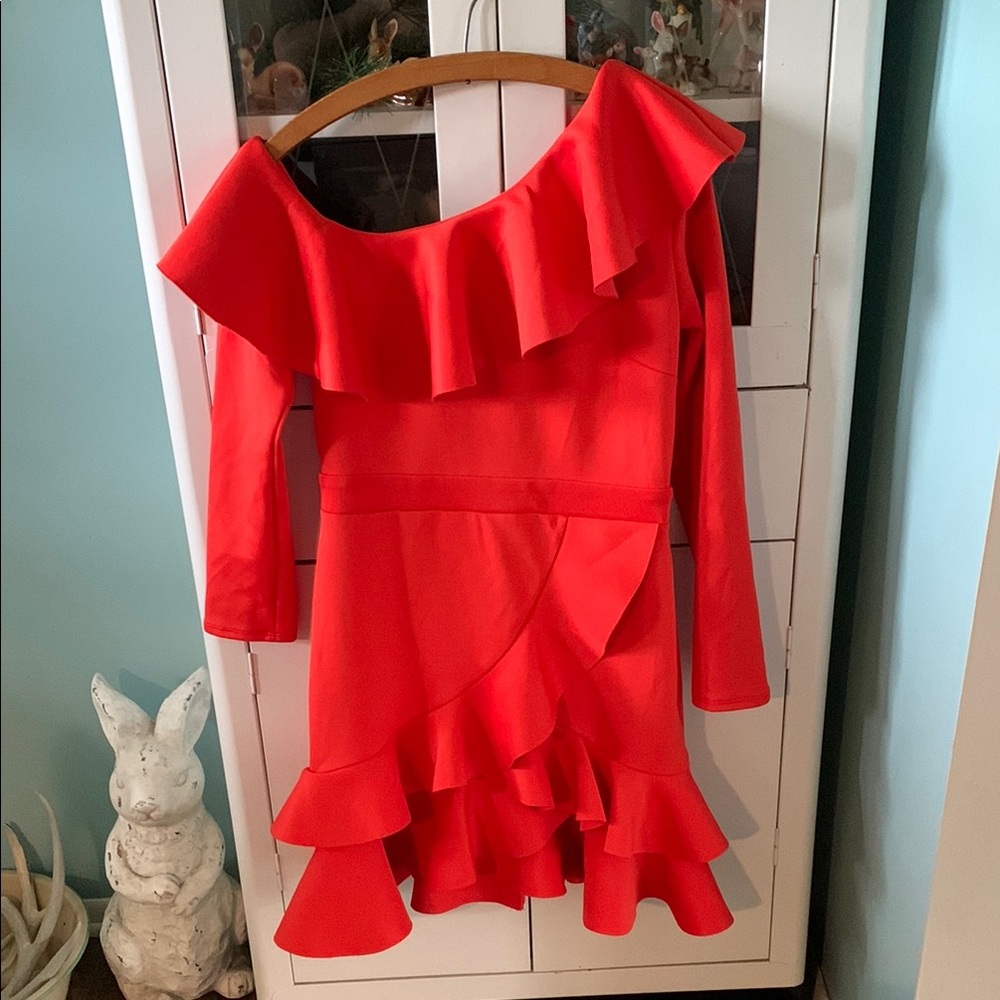 Laced in Love sz 10 Stylish Orangish Red Dress euc
